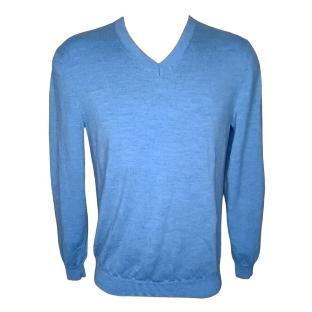 Joseph Abboud Extra Fine Merino Wool Mens Size L Pull Over Sweater Blue